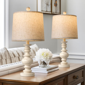 BOBOMOMO Rustic Table Lamps Set of 2, 20.5" Farmhouse Lamps